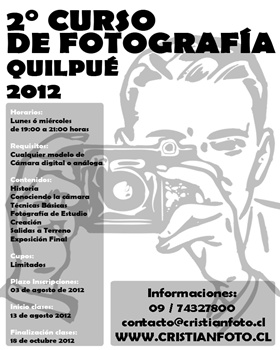 El fotógrafo quilpueíno Cristián Soto Silva,realizará segundo taller año 2012.