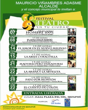 Municipio de Quilpué ofrece Ciclo “Teatro en tu Ciudad”.