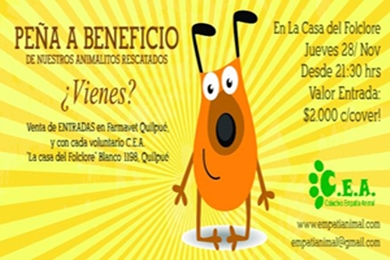 Peña a beneficio de los animalitos rescatados.
