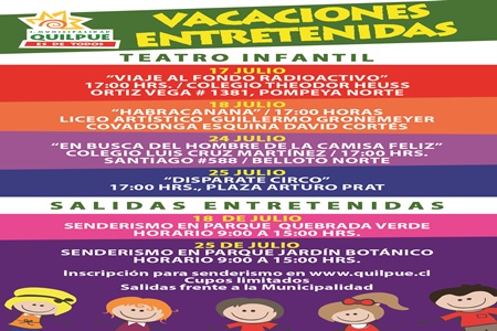 Municipalidad ofrece variadas actividades  para vacaciones de invierno, en Quilpué.