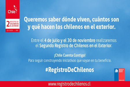 Gobierno de Chile lanza el Segundo Registro de Chilenos en el Exterior.