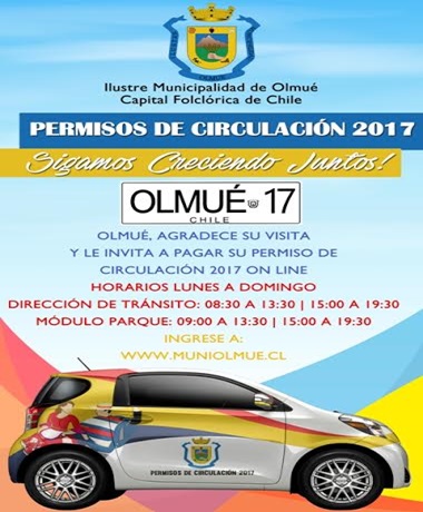 En Olmué en curso proceso de Permisos de Circulación 2017.