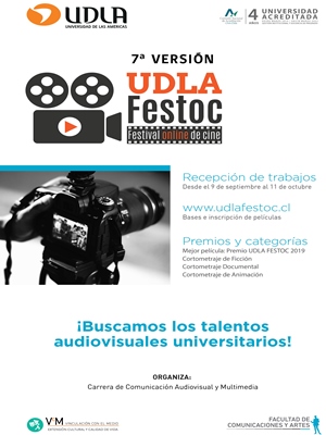Hasta el 11 de octubre esta abierta la convocatoria de la 7º edición del Festival Online de Cortometraje UDLA Festoc.