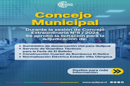 En la 8° sesión extraordinaria del consejo municipal de Quilpué,se aprobaron importantes proyectos.